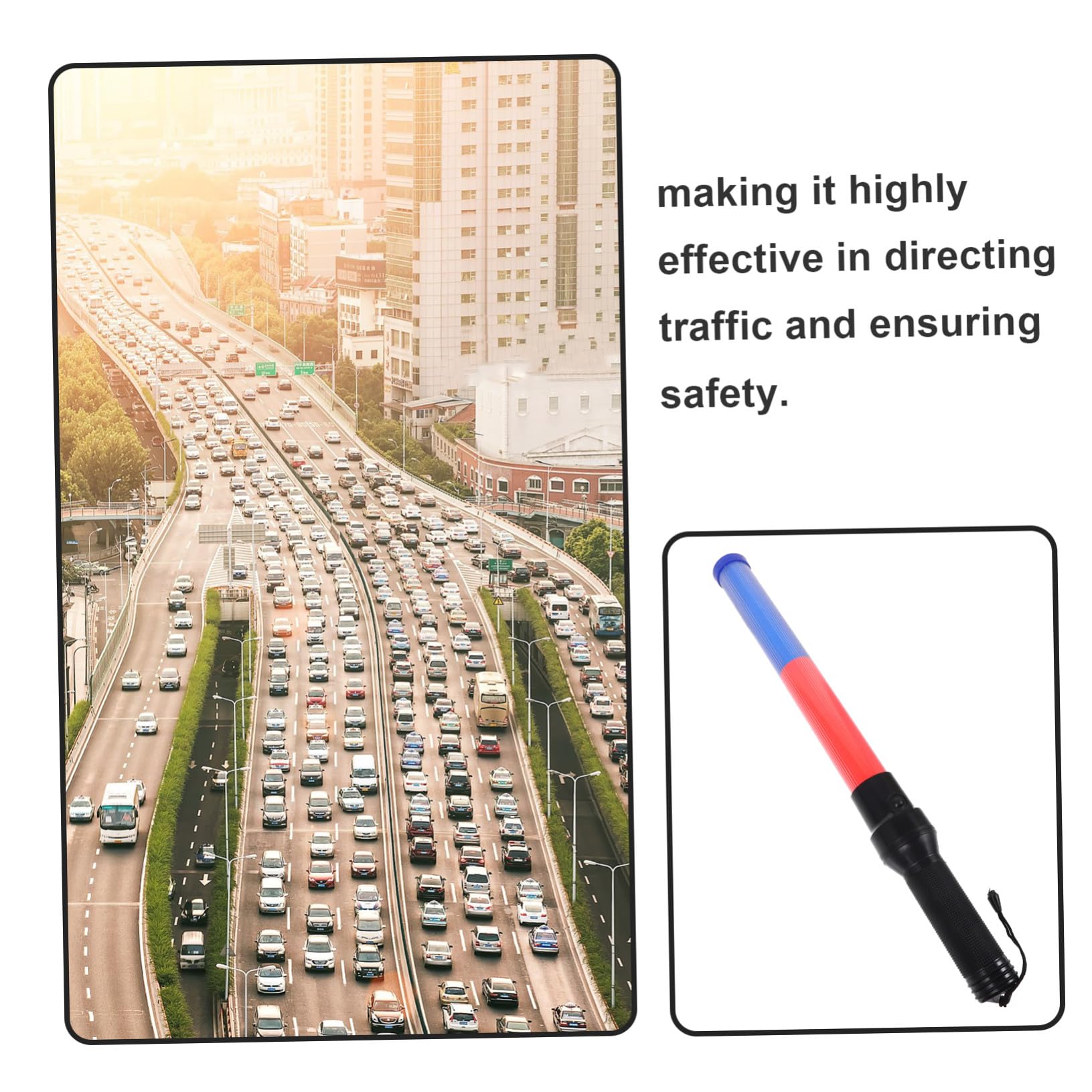 Bâton Lumineux de Trafic LED Haute Luminosité en Plastique 54cm pour Contrôle de Circulation et Événements Communautaires Rouge et Bleu