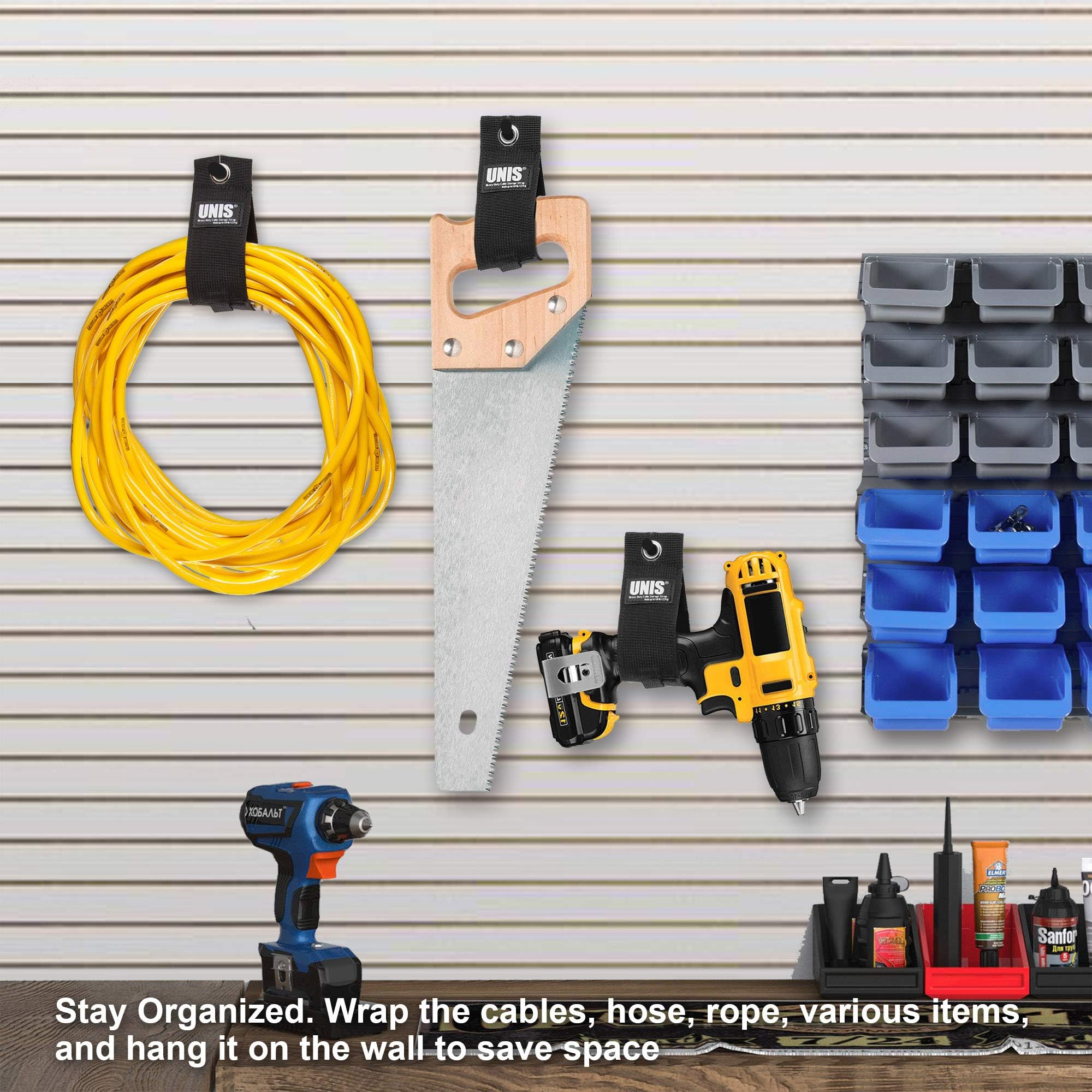 Paquete de 8 organizadores grandes de 13 pulgadas para cables de extensión extensibles, para cables, mangueras, cables de alimentación y cuerdas