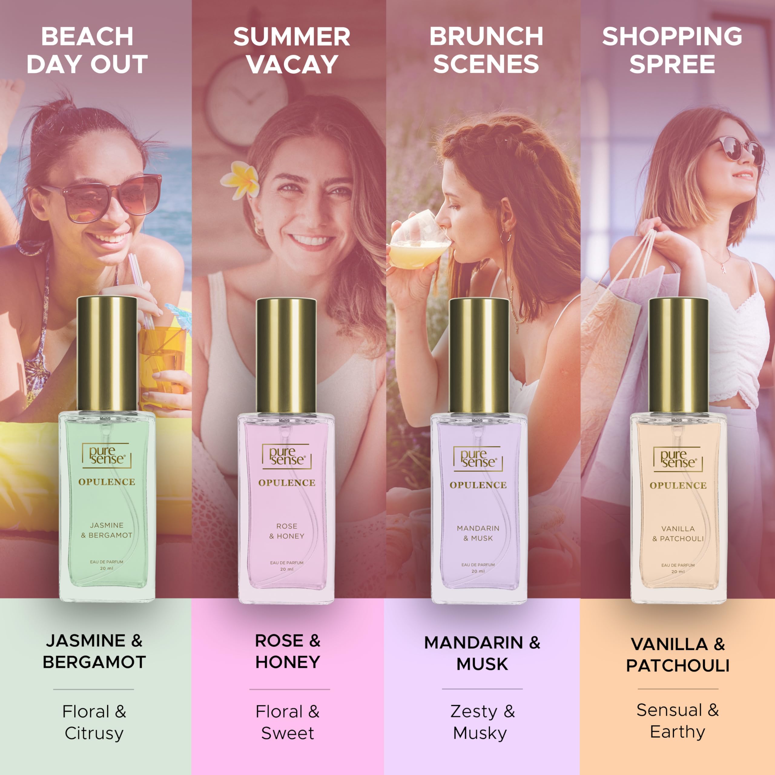 PureSense Into the Bloom Perfume (Vanilla + Mandarin + Jasmine + Rose) Long Lasting Women's Fragrance Gift Set (4x20ml) 80ml 3