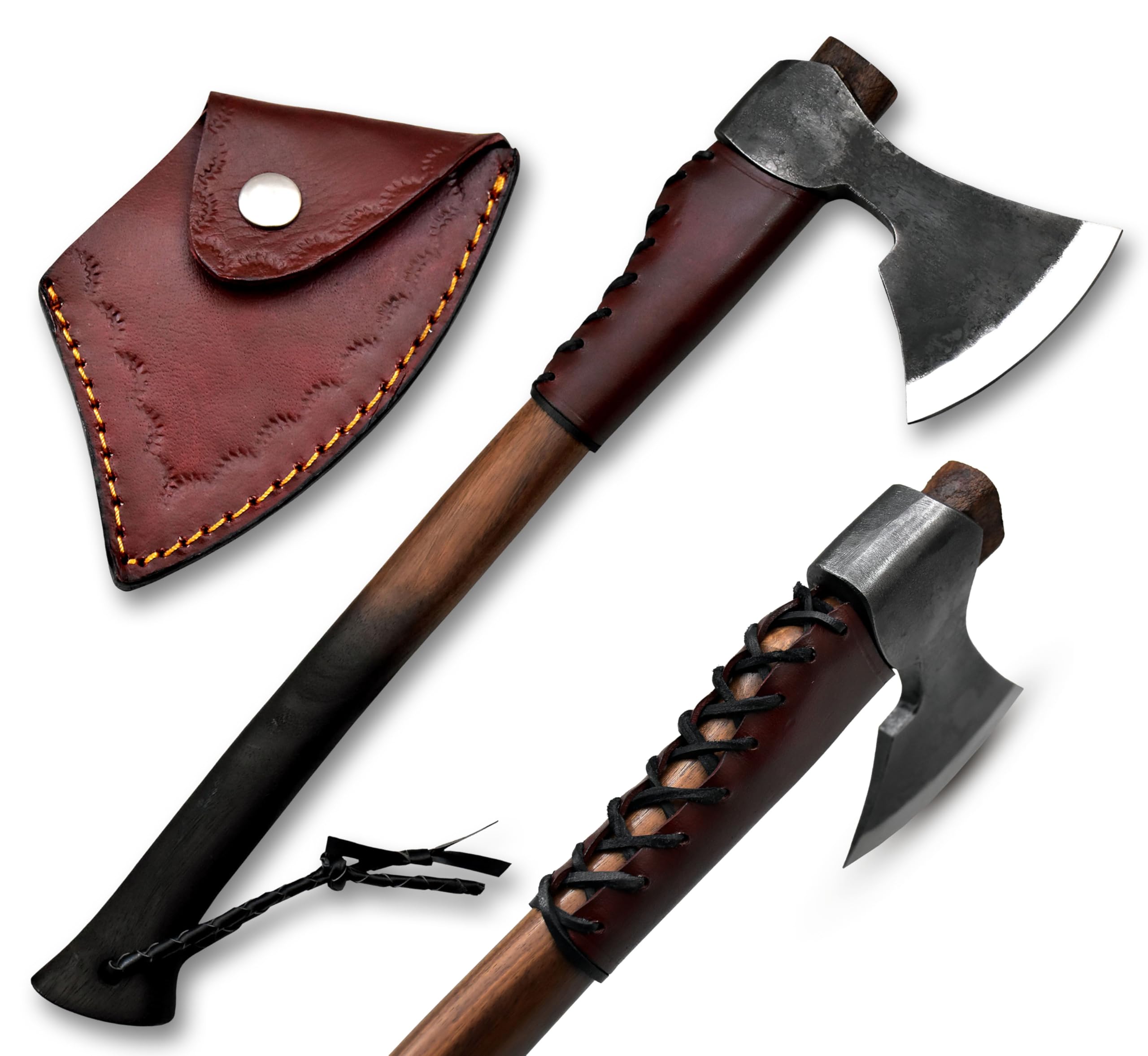 Viking Axe Ragnar Lothbrok,1095 High Carbon Steel Axe with spika Overstrike Guard, Camping Hunting Hatchet, Battle Ax with Sheath, Fully Sharpened Norse Tradesman Tomahawk