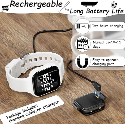 Miniatura 3 de GOLDEN HOUR Relojes deportivos digitales para niños con rastreador de fitness, reloj despertador, cronómetro, sin aplicación, regalos de cumpleaños