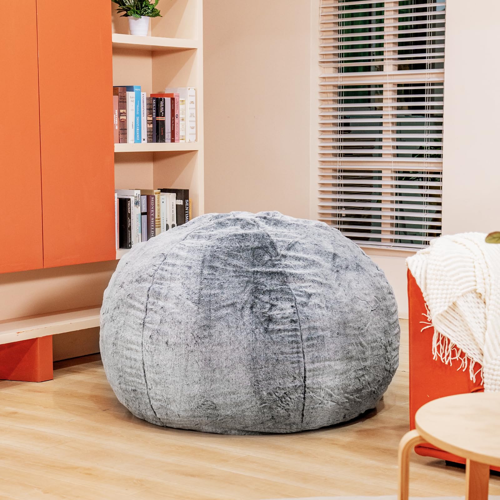 DKLGG Bean Bag Chair for Adults with Filling, Memory Foam Bean Bag Chair Soft Fluffy Faux Fur Beanbag Lazy Sofa Bed, Comfy Chairs for Living Room, Bedrooms