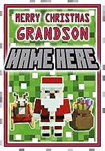 Minecraft Christmas Card For Grandson - PERSONALISED Option - POSTED SAME DAY - FULL COLOUR INSIDE!