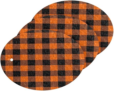 Autumn Orange Black Plaid Kitchen Sponges Fall Buffalo Check Cleaning Dish Sponges Non-Scratch Scrubber Sponge for Kitchen Bathroom Cars, pack of 3