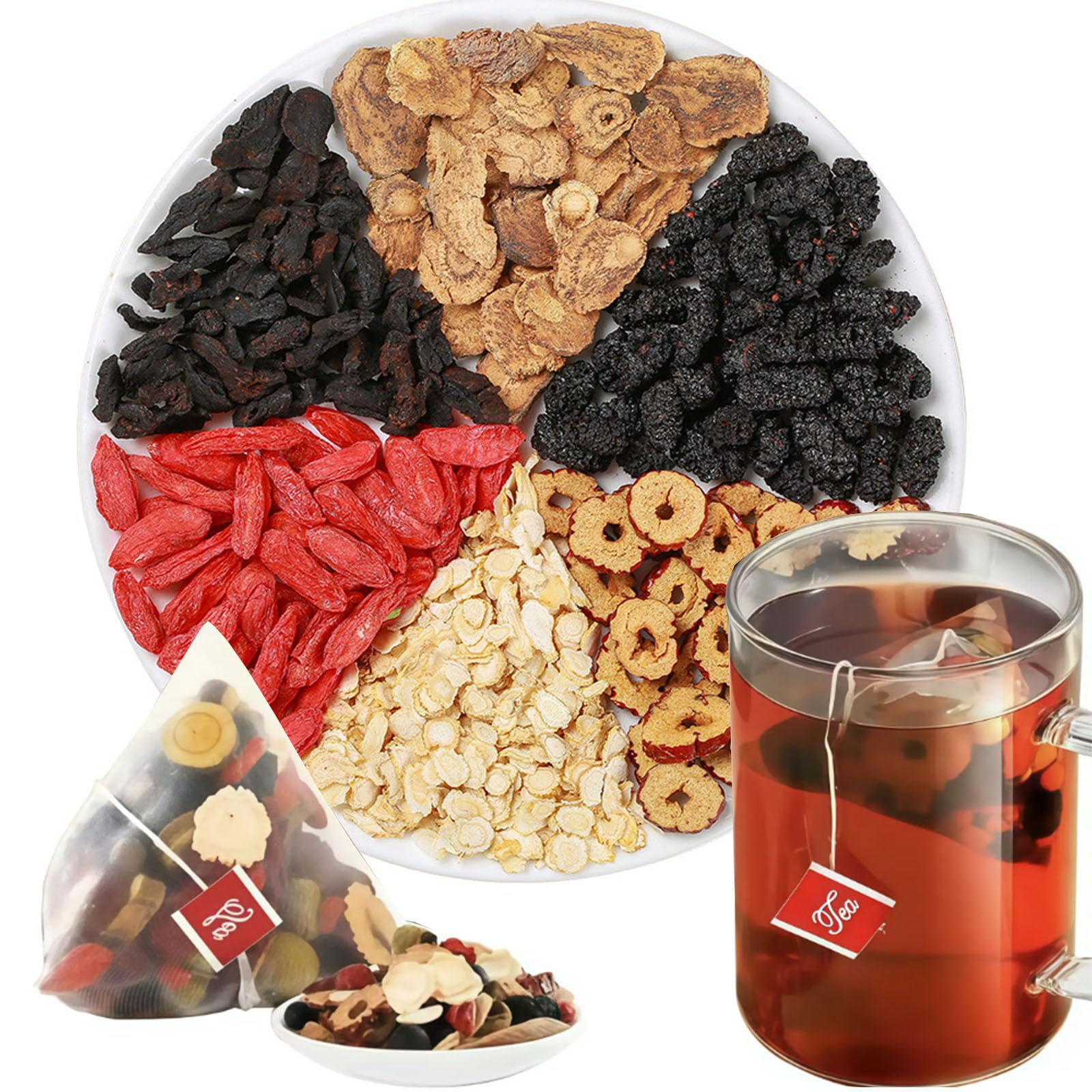 Ginseng Goji Beeren Tee, Nierentee Formel Ginseng Sechs Schätze Tee, Nieren-, Maulbeere Kräutertee (3 bag)