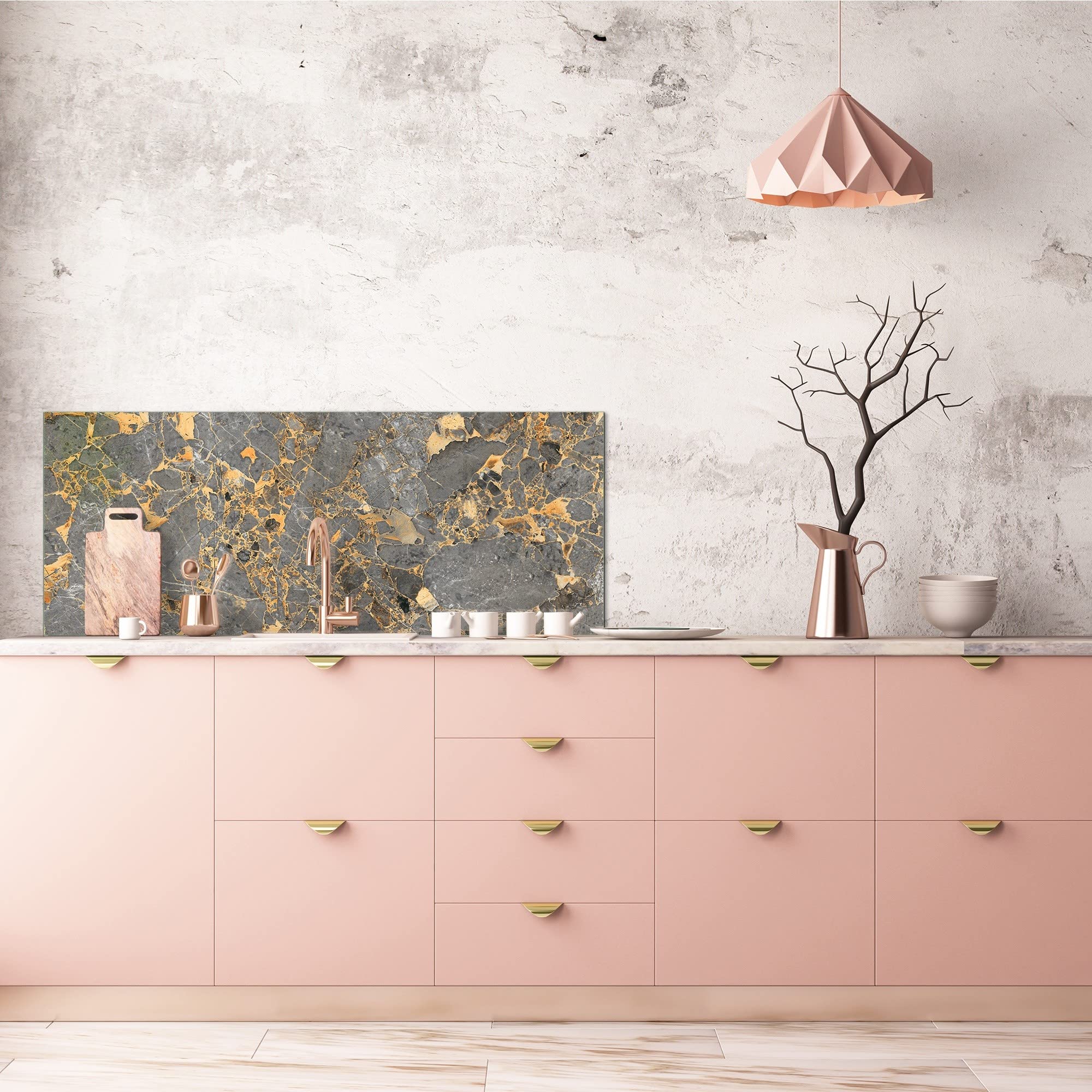 Concept Crystal Pannello Cucina Moderno in Vetro - Schienale per pareti di Grande Formato BBS17: Marmi 2 Serie