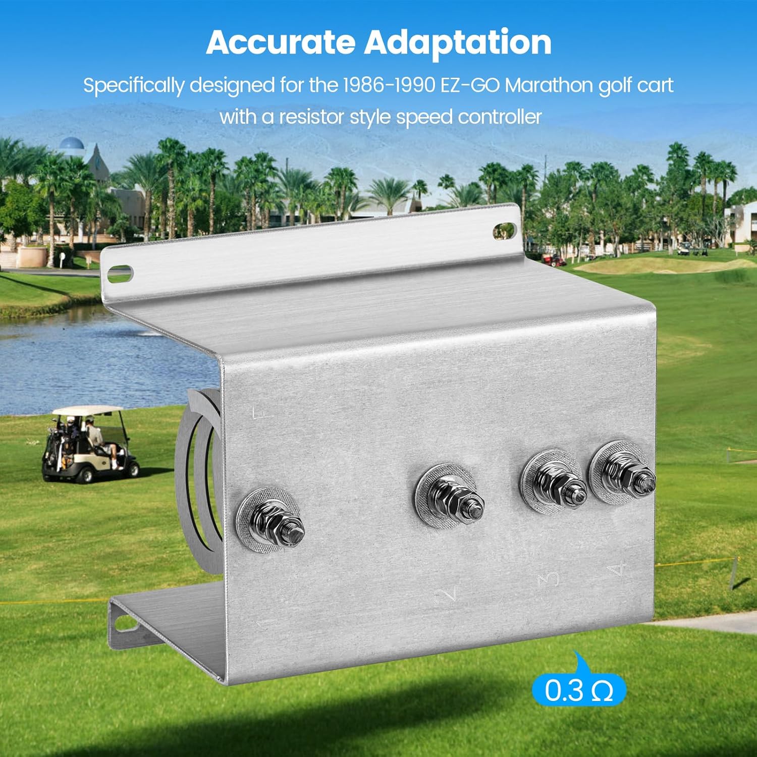 Golf Cart Edge Resistor Assembly to Replace Old Original of 28197G01 IPC, Designed for 1986-1990 EZ-GO Marathon Golf Cart with a Resistor Style Speed Controller, 0.3Ω Speed Controllers