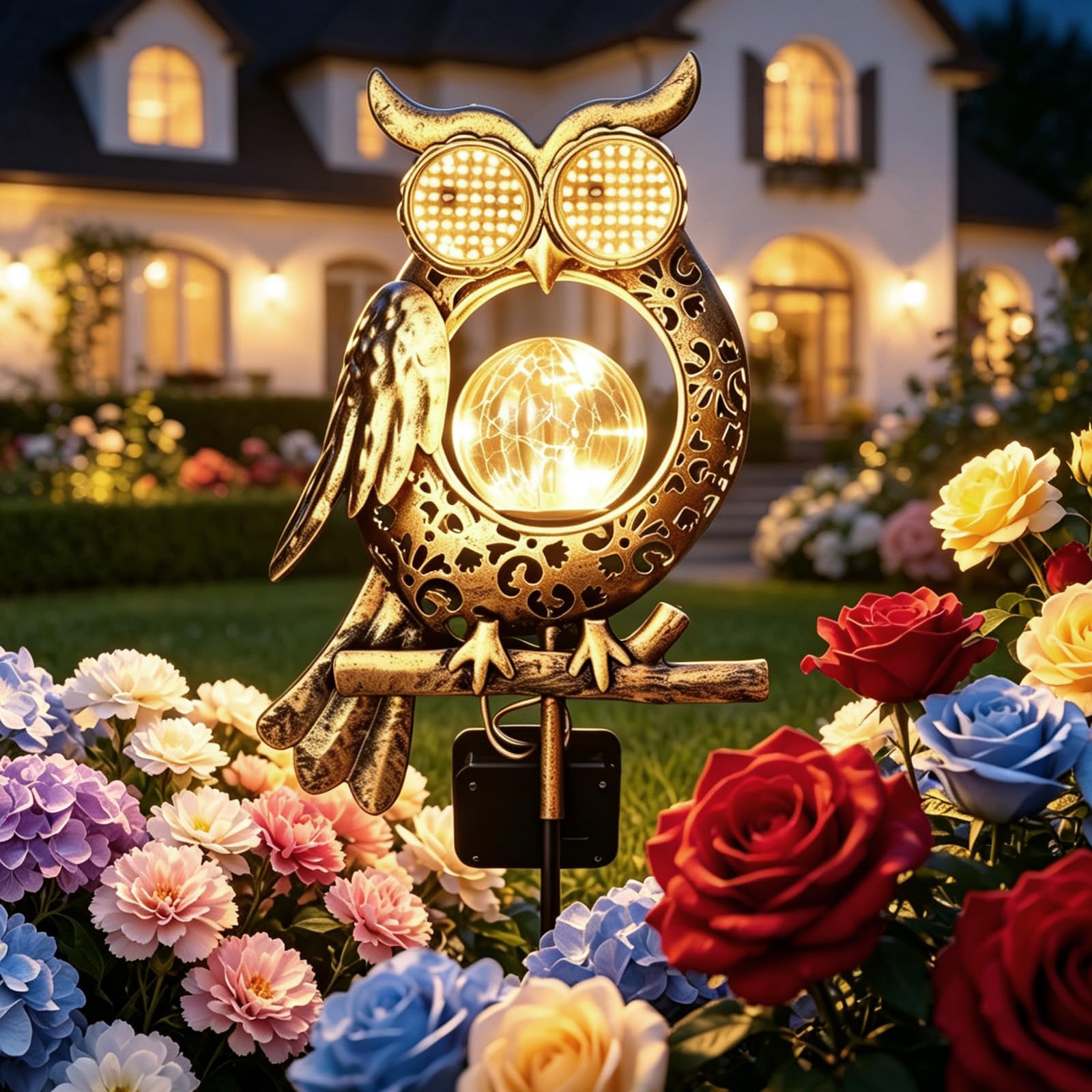 Owl Solar Garden Lights, Weatherproof Outdoor LED Solar Lights for Pathway