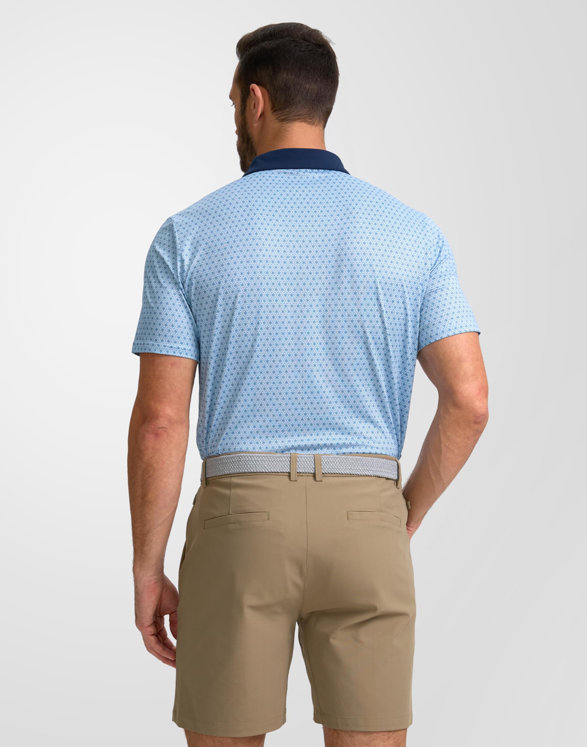 Obla Polo de golf para hombre, manga corta, ajuste seco, rendimiento que absorbe la humedad, estampado casual, cuello | Absorbe la humedad, rendimiento, ligero, casual, camisas polo para hombre
