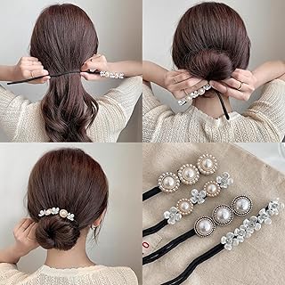 Kebolun Life 4 Pcs Tie Dye Deft Bun Hair Bun for Women, Donut Hair Bun Maker Hair Ties Velvet Scrunchie Classy Multicolor Cloth Magic Clip Reusable Quick Bun, Elegant Bun Effortlessly in 5 Second,Lazy Hair Curler Bun Maker, Deft Bun,Bun Maker for Thin Hair