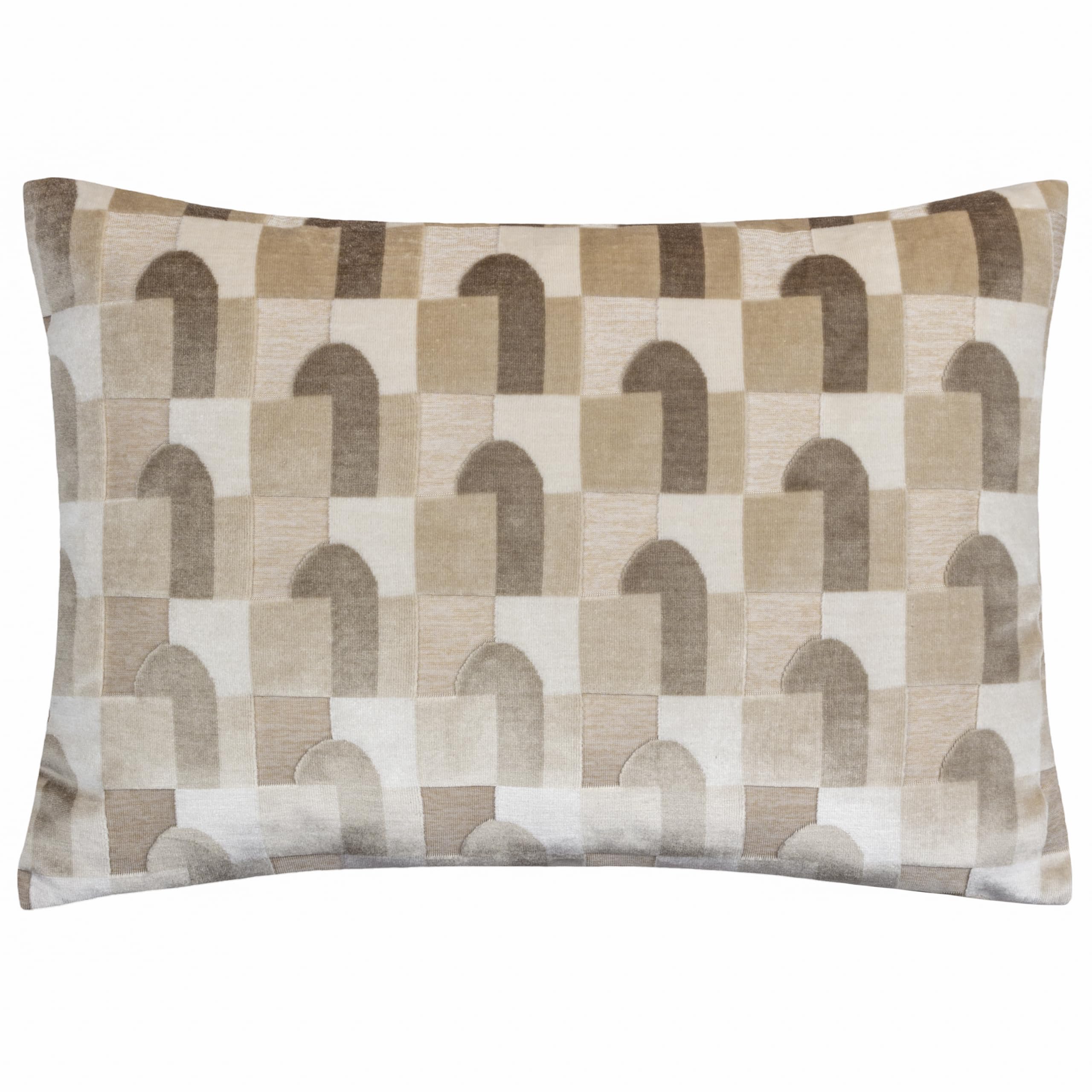 Paoletti Keela Geometric Cut Velvet Cushion Cover, Natural, 50 x 35 cm (Pack of 1)