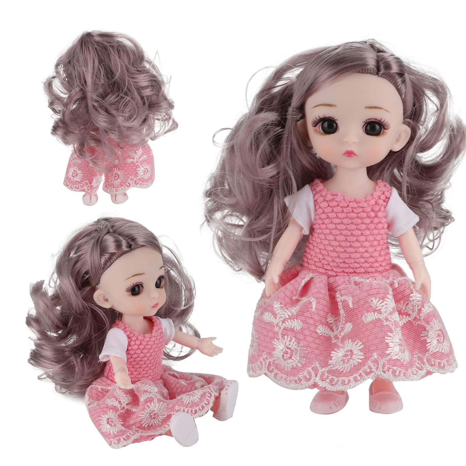 Haowecib Dress Up Doll, Mini Doll Movable Joint Doll Charming Beautiful Doll Toy for Gift((Anqila))