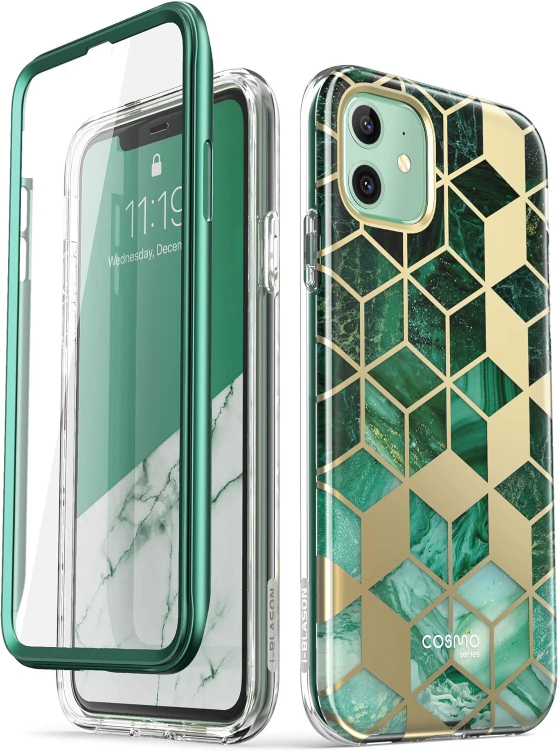 i-Blason Cosmo Series Case for iPhone 11 (2019 Release), Slim Full-Body Stylish Protective Case with Built-in Screen Protector, Blue, 6.1''
