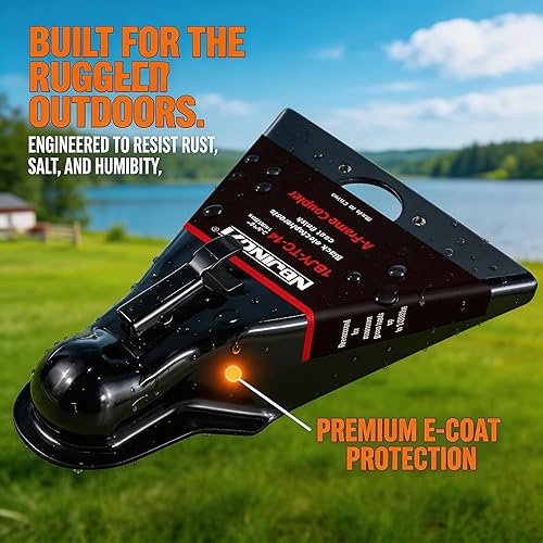 Miniatura 6 de NBJINGYI Acoplador de Remolque con Bastidor en A de 2-5/16", 14,000 lb - Clase IV Resistente, Recubierto en Polvo Negro, Diseño de Bloqueo Rápido