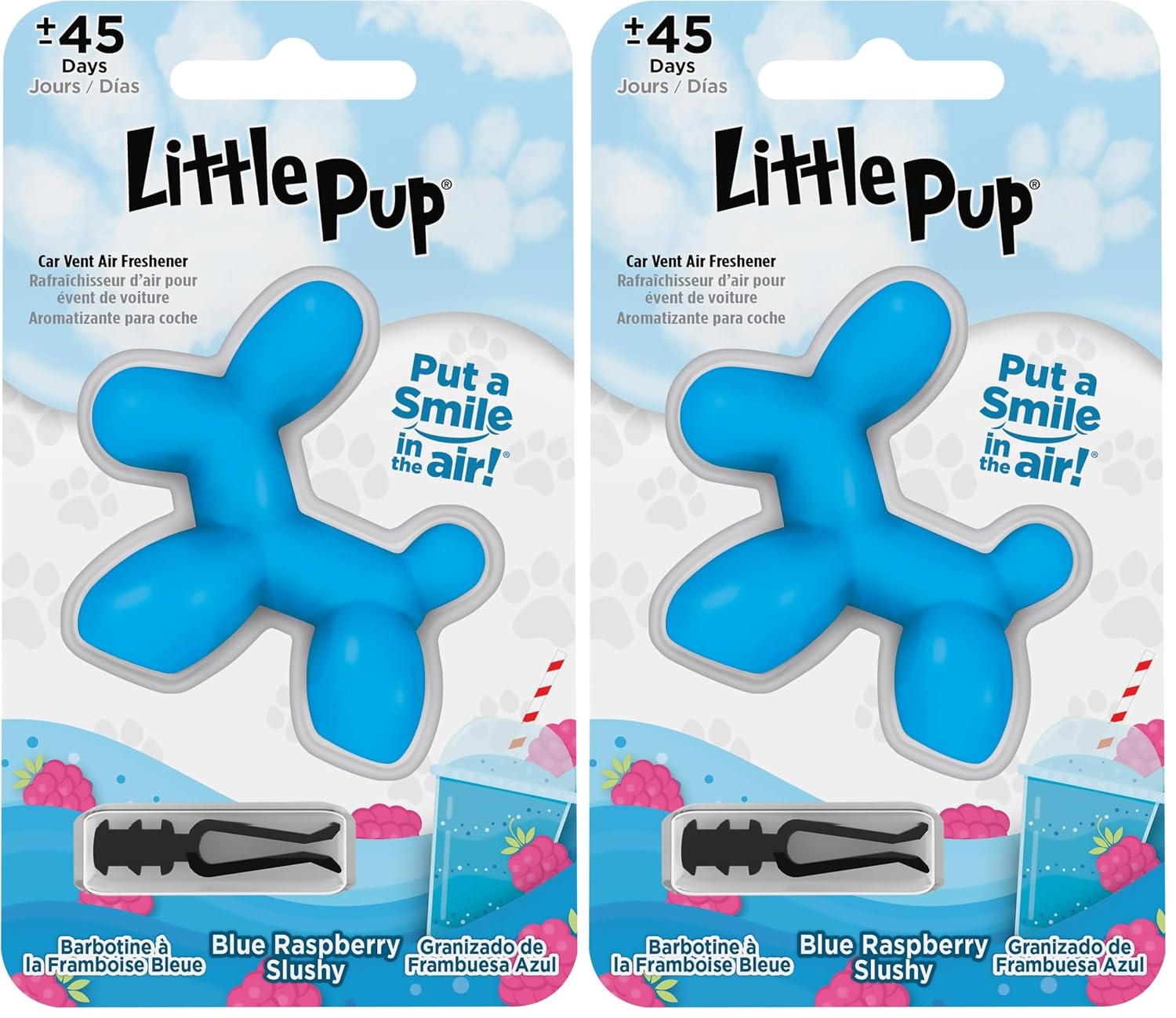 Little Pup 96605 Black Velvet Scent, Car Air Freshener, Clips to A/C Air Vent, Alcohol-Free Fragrance Oil, Non-Hazardous and Non-Toxic Plastic, Set of 1
