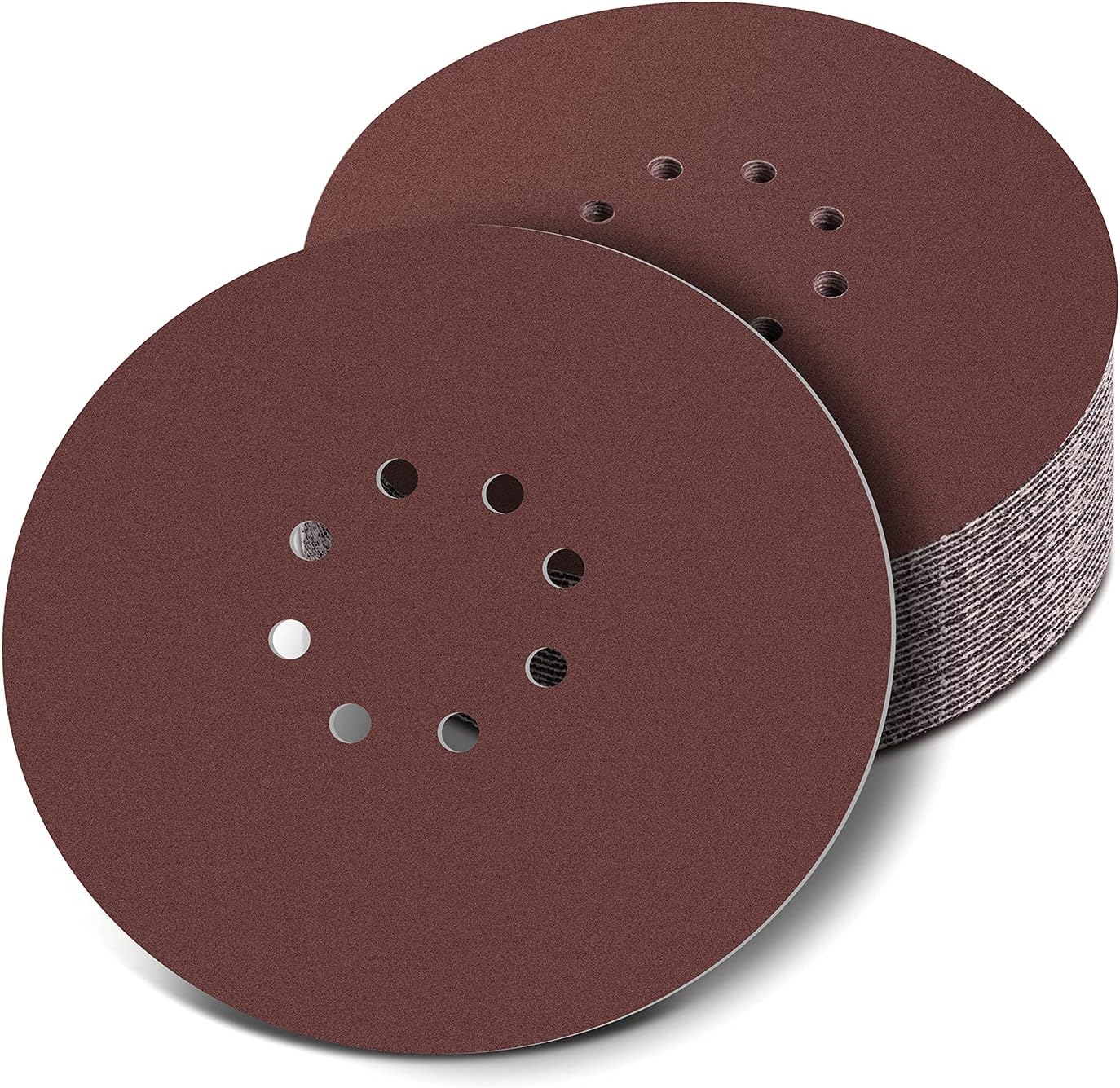 225mm Sanding Discs 80/120 Grit Sander Disc, 30Pcs 9 Inch 8 Holes Sandpaper Sheet Hook and Loop Discs Sanding Pads for Long Neck Sander Drywall Sander