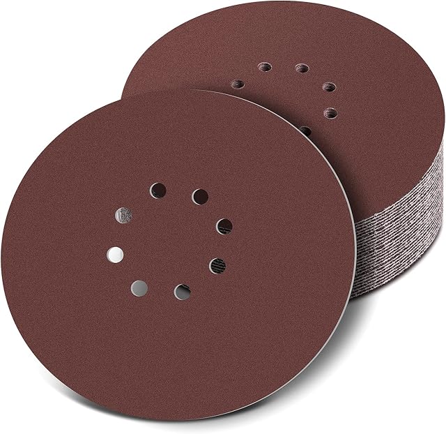 225mm Sanding Discs 120/240 Grit, 9 Inches Sandpaper 30Pcs Hook and Loop Disc, 8 Holes Sanding Pads for Drywall Sander Long Neck Sander