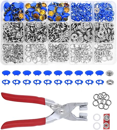 Miniatura 23 de Kit de botón de presión de metal Mandala Crafts - Botones a presión y herramienta de cierre a presión - Cierres coloridos de 9.5mm para coser, ropa