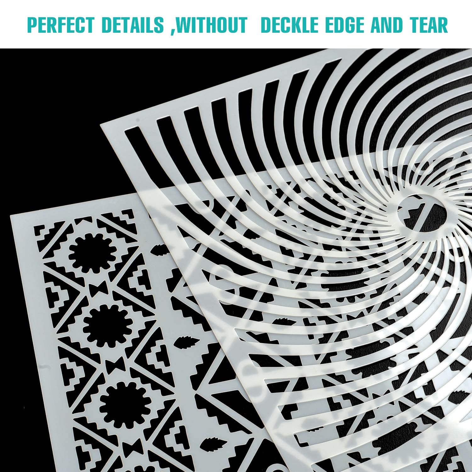 Dequera 25-Pack Geometric Stencils 6 x 6 Inch Painting Templates for Scrapbooking Cookie Tile Furniture Wall Floor Decor Craft Drawing Tracing DIY Art Supplies 2