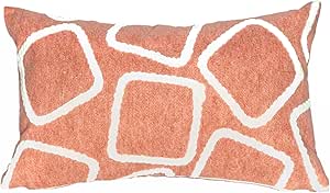 Liora Manne Visions I Squares Indoor/Outdoor Pillow, 12"X20", Orange