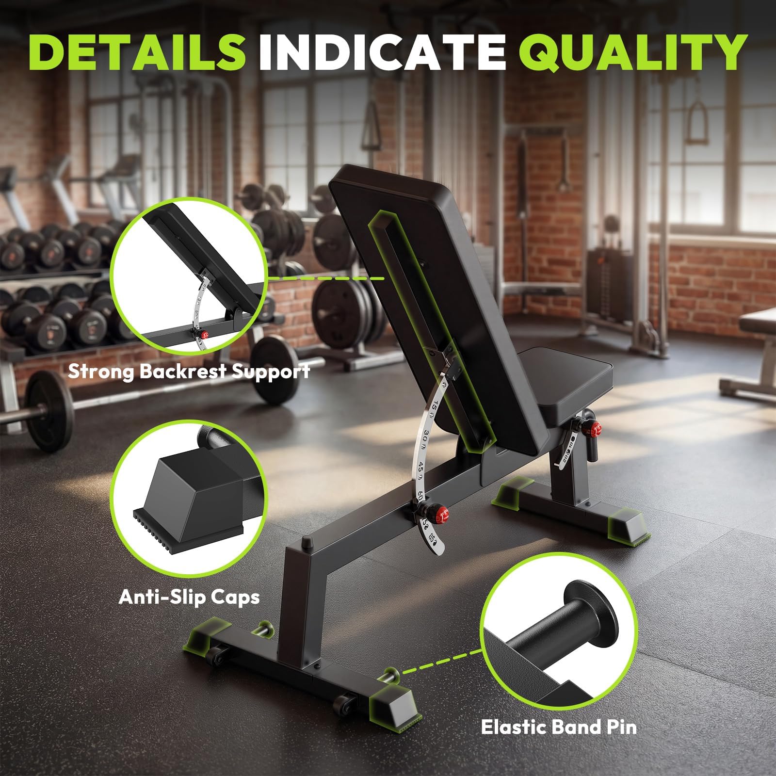 Adjustable Weight Bench, 1500 lb Incline Workout Bench, Home Gym | 0 To 85 Degree Backrest, Three Seat Angles, Steel Frame, Wheels And Handle, Foldable Storage, Chest Presses, Dumbbell Rows