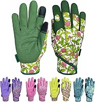 MSUPSAV Thorn Proof Puncture Resistant Gardening Gloves for Women - Leather Grip Palm, Touchscreen Compatible Yard Work Gloves