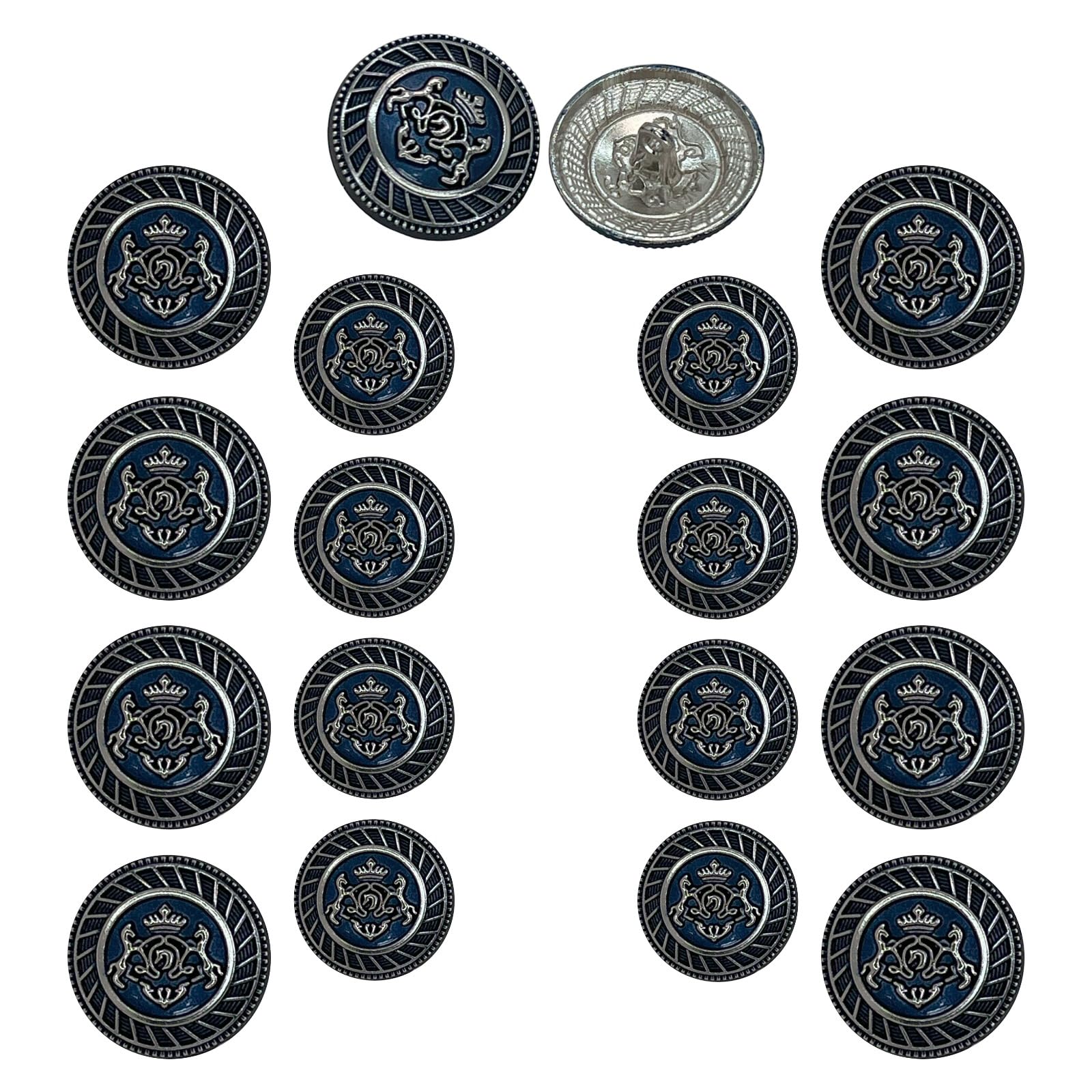 Ani Accessories Matte Finishing Royal Design Metal Button for Coat Blazer Suit, Sherwani and Indian Dresses Sports Coat Size (Pack of 16, 8 Big and 8 Small Buttons) (Blue)-picture-25