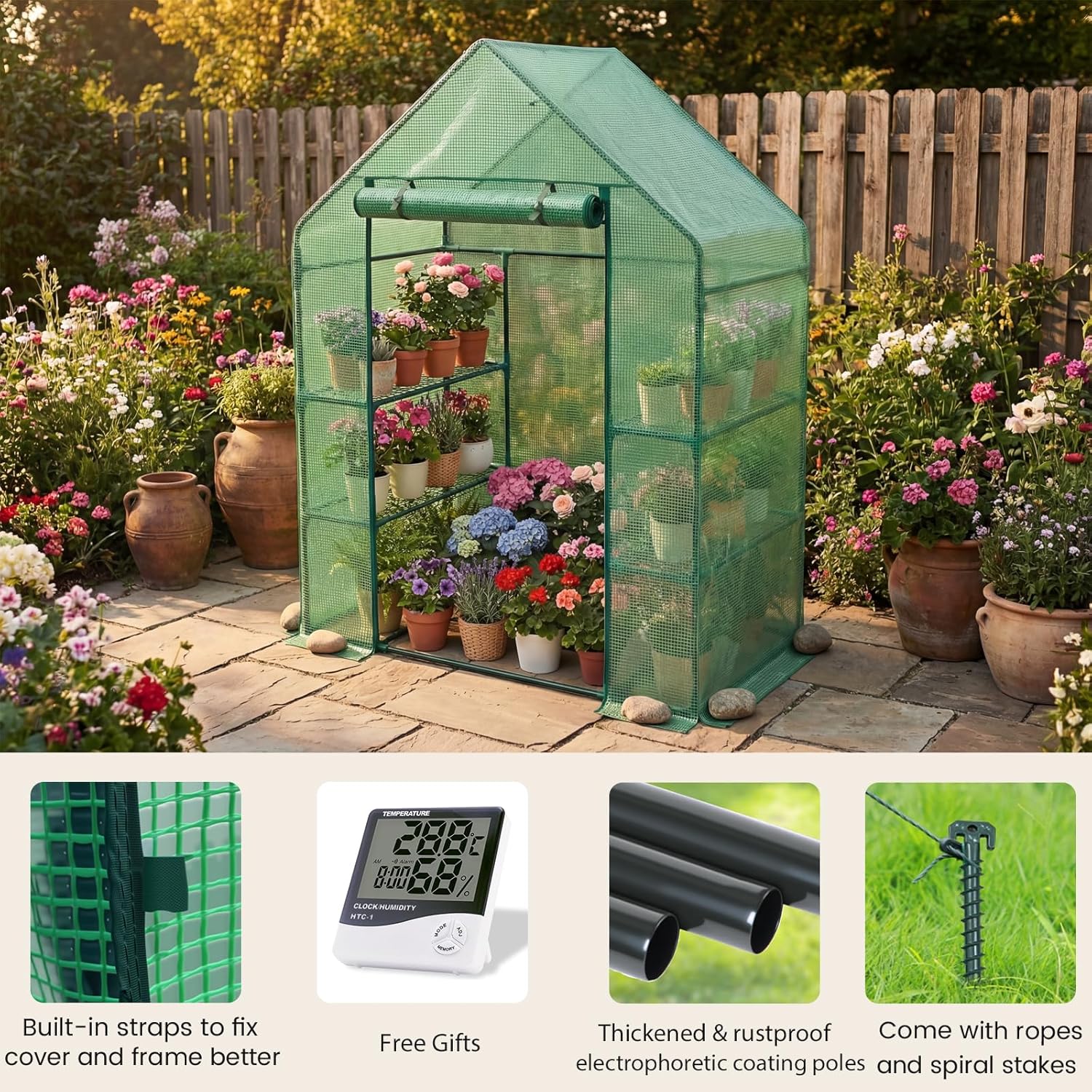 Greenhouse for Outdoors,55 x 28 x 78'' Small Greenhouse,Walk in Plant Greenhouses with 3 Tiers 6 Shelves,Heavy Duty with Durable PE Cover,Heavy Duty Plant Greenhouses for Garden and Backyard