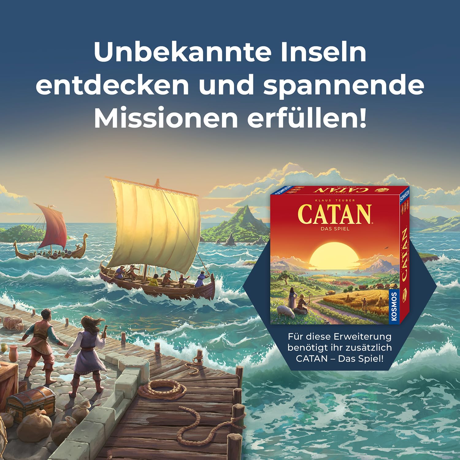 Kosmos Catan - Entdecker & Piraten, Erweiterung zu Catan - Das Spiel | Brettspiel für 3-4 Personen ab 12 Jahre, Familienspiel, nur spielbar mit Basisspiel, Siedler von Catan