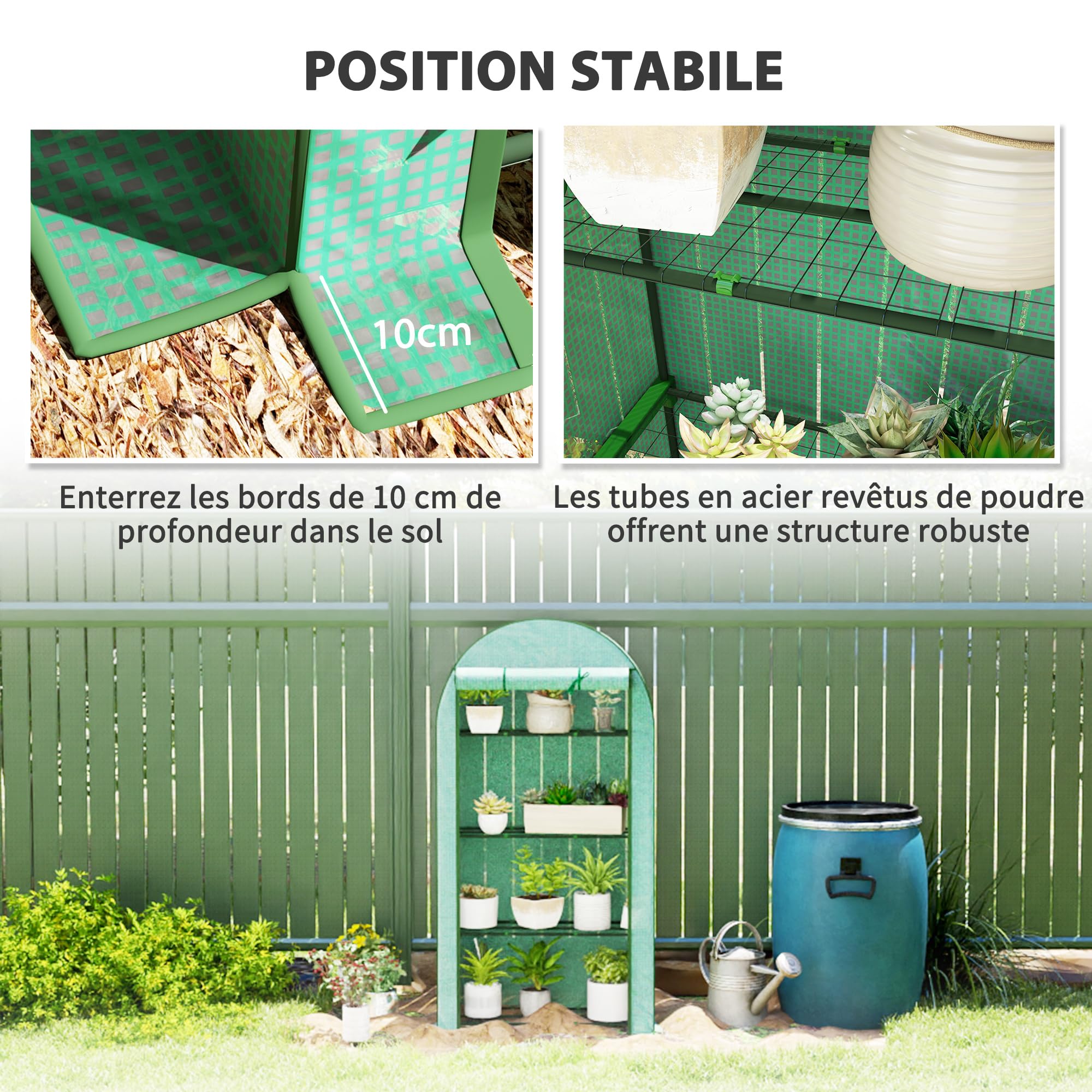 Outsunny Serre de Jardin Serre de Balcon avec étagères à 4 Niveaux, Cadre en Acier, bâche en PE pour légumes, Plantes, Fleurs, Toutes Saisons, 105 x 45 x 160 cm, Vert