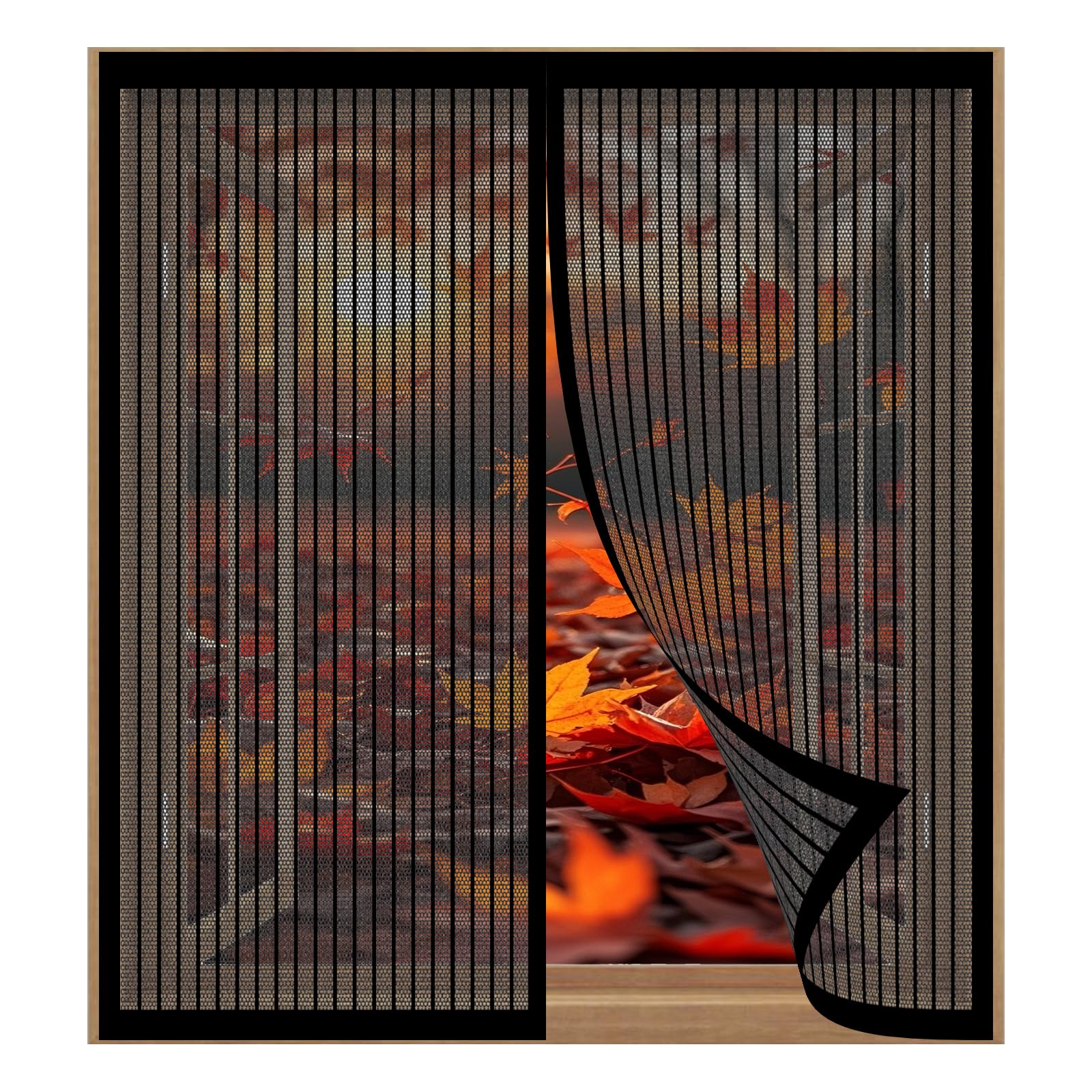 Yuanwan Black Window Pollen Screen 55 X 95 Cm Easy Installation No Drilling Or Screwing Magnetic Curtain For Fly Proof Window Door For Windows Nets To Keep Bugs Out,