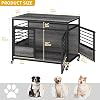 DWVO Dog Crate Furniture, 39.4 Inch Dog Kennel Indoor Furniture End Table Dog Crate for Dogs, Modern Decorative Dog Crate Wooden Dog Crate Furniture with Wheels, Chew-Resistant, Dark Grey