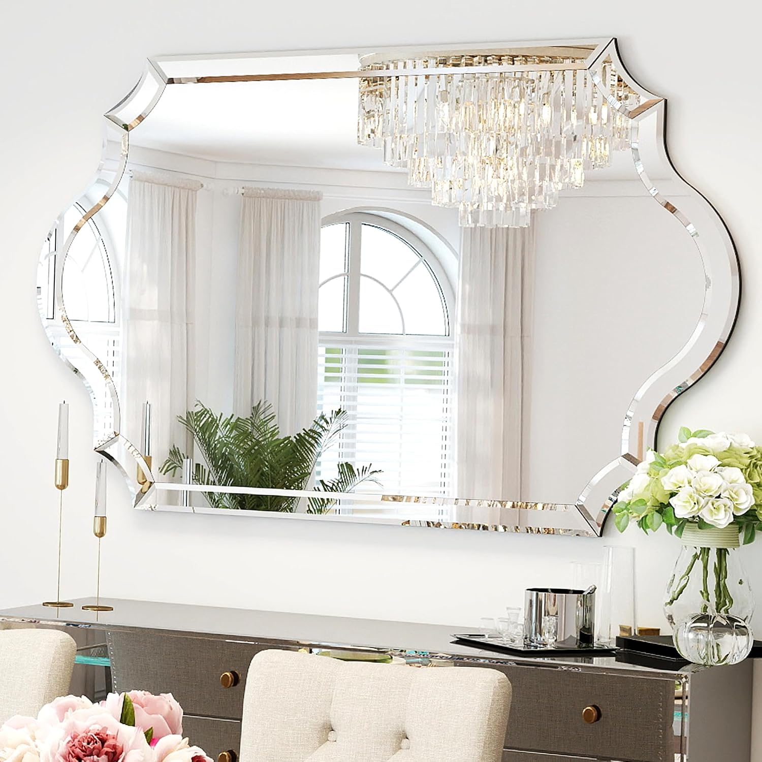 Amazon.com: Chende 32"x47" Scalloped Large Wall Mirror for Decor Living ...