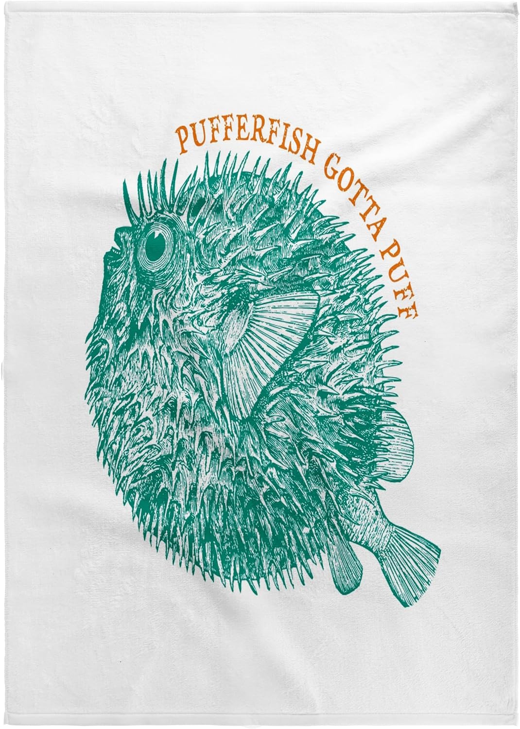 3dRose Pufferfish Gotta Puff- Adorable Pufferfish Design in Teal and Orange 22x30 Bath Hand Pool Towel