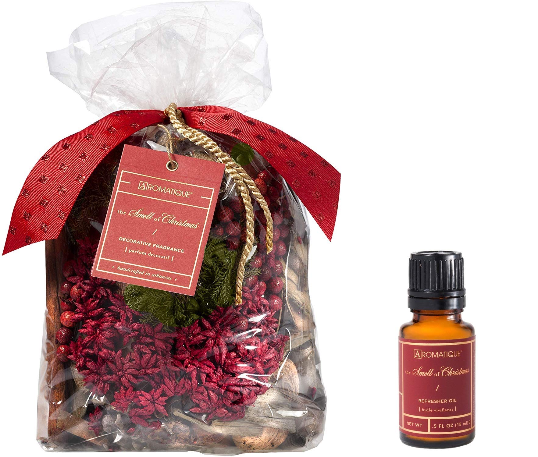 Aromatique The Smell of Christmas Large 14 Oz Bag Potpourri Plus 1/2 Oz Refresher Oil