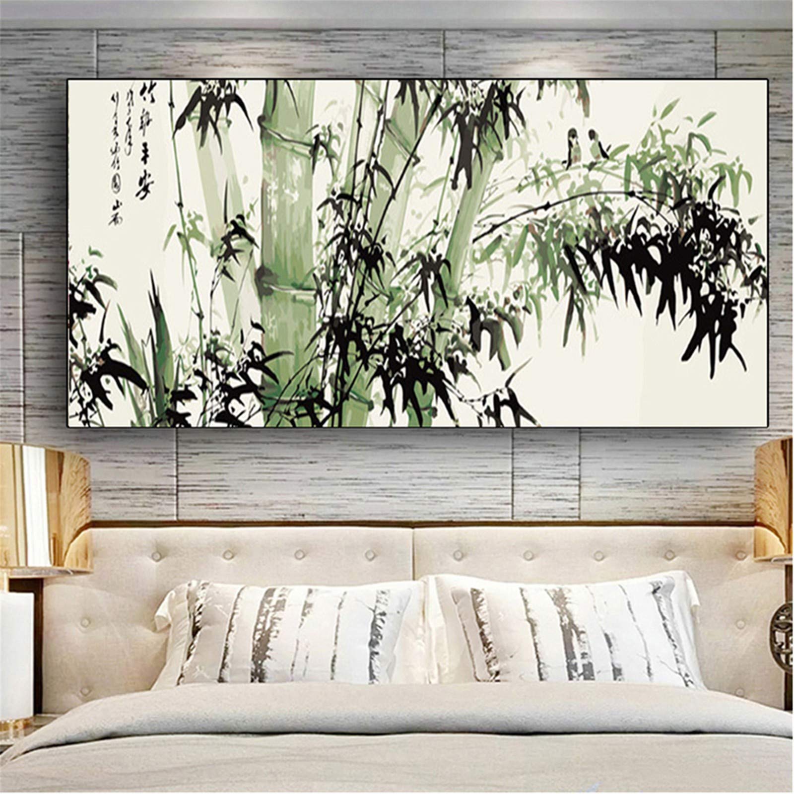 Peinture diamant 5D bambou pour un salon zen et une décoration murale grand format relaxante