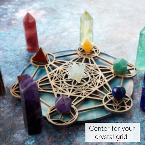 Miniatura 144 de Amazing Gemstone Larvikite Merkaba Crystal – Estrella de Merkaba metafísica de 1 pulgada para meditación – Cristal tetraedro energético y piedras