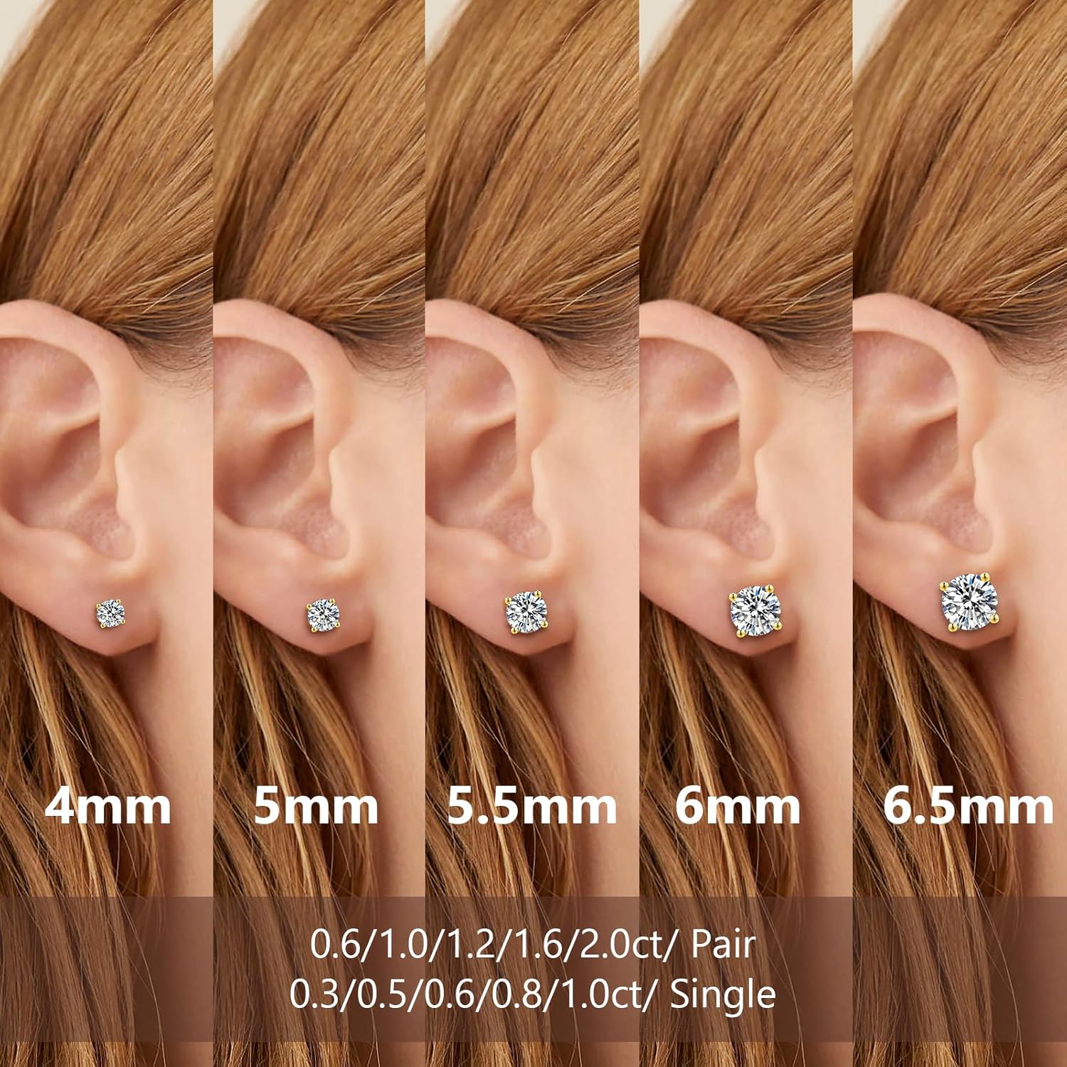 KRKC&CO Moissanite Earrings Studs, Luxury Birthday Wedding Gift for Women Mother, S925 Sterling Silver, 4-Prong, 0.6-3CT, D Color, VVS1, 14K White Sparkly Anniversary Jewelry - Image 3