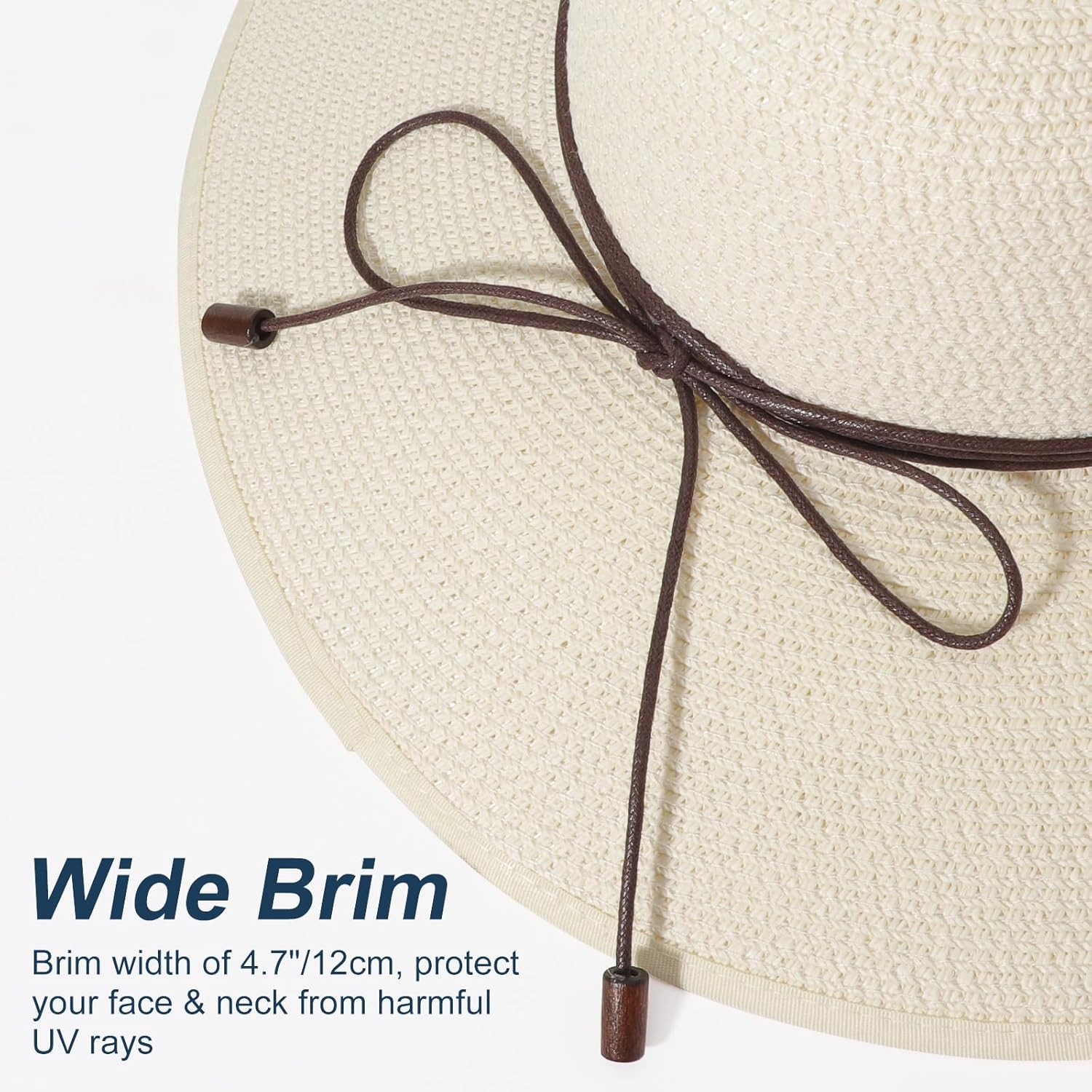 DRESHOW Beach Hats for Women Big Straw Wide Brim Summer Hat Floppy Foldable Roll up Cap Sun Hat UPF 50+ - Image 4