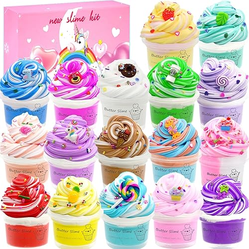 Kit de 17 unidades de slime de mantequilla, no pegajoso, juguete de lodo súper suave, regalos de cumpleaños para niños de 4 a 12 años, regalo de