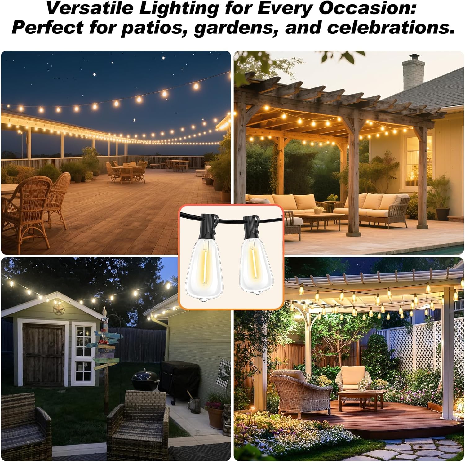 10-Pack ST38 LED Replacement Bulbs Shatterproof Dimmable Vintage Edison Bulbs 0.6W E12 Base 2700K Warm White for Quick String Light Repair Small Patios and DIY Projects - Image 3