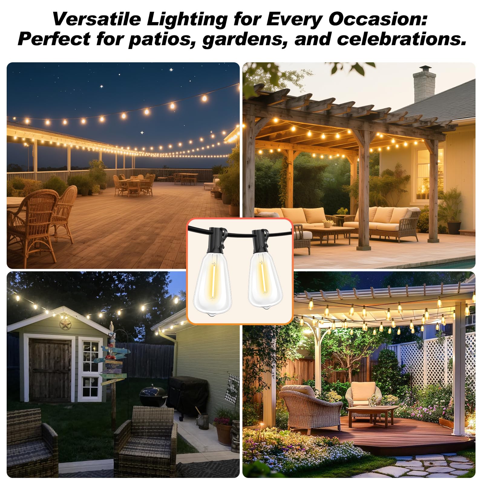 ST38 LED-Ersatzlampen, bruchsicher, dimmbar, Vintage-Edison-Glühbirnen, 0,6 W, E12-Sockel, 2700 K, Warmweiß, für schnelle Lichterkette, Reparatur, kleine Terrassen und DIY-Projekte, 10 Stück