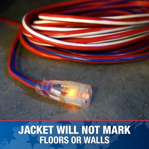 Miniatura 8 de Southwire 2548SWUSA1E - Cable de extensión SJTW de 50 pies de grado de contratista 123 con extremo iluminado fabricado en Estados Unidos, un