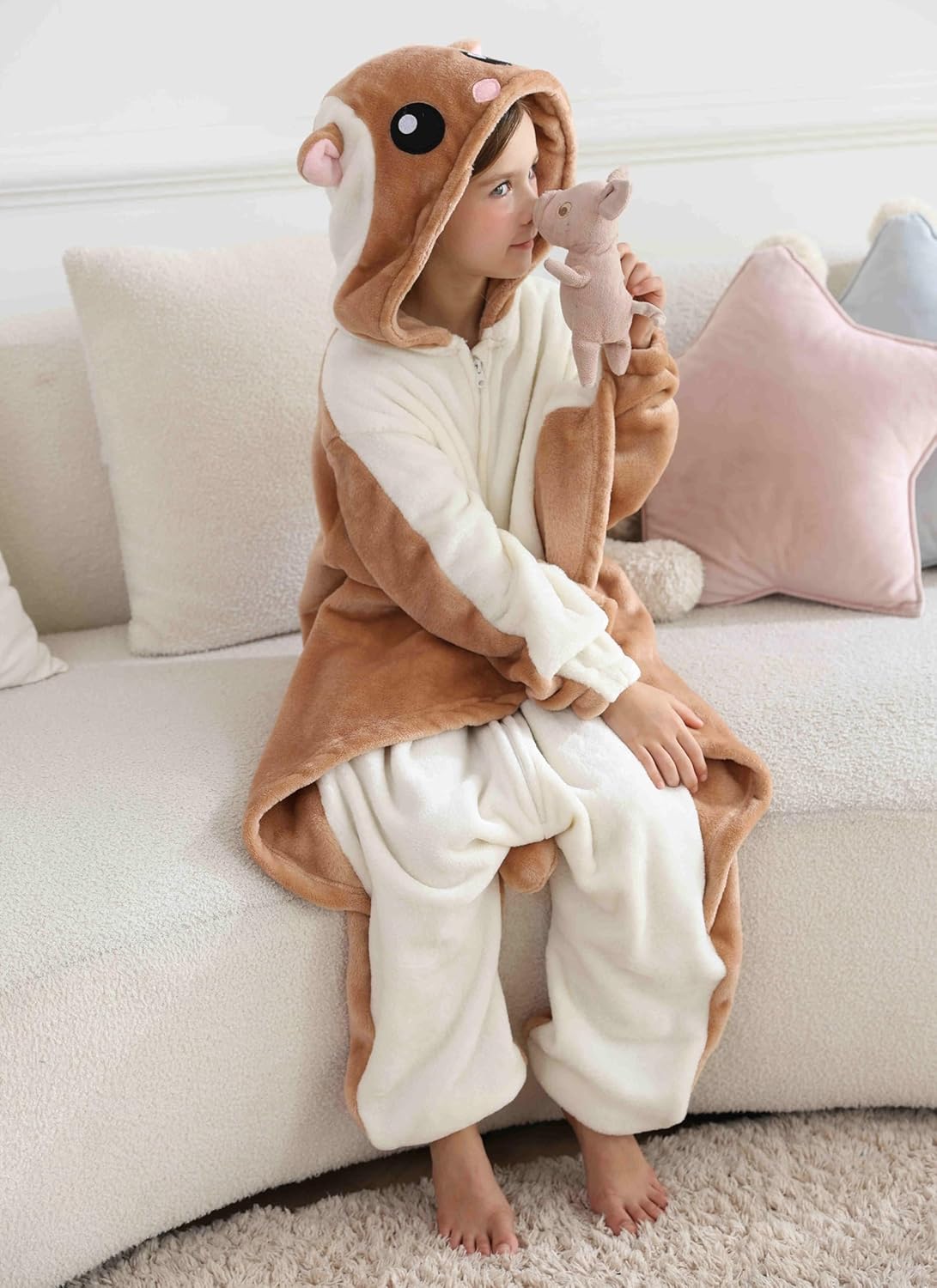 SimZoo Kids Animal Pajamas, Boy Girls Flying Squirrels Cosplay Costume Sleepwear, One-Piece Unisex Homewear 4-13Y - Image 5