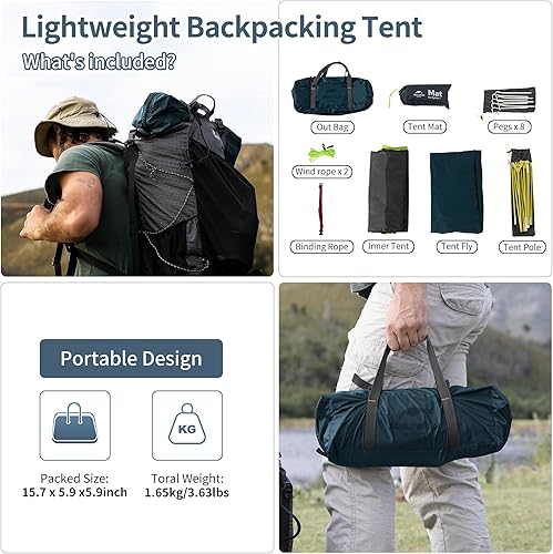 Miniatura 6 de Naturehike Tienda de campaña para 1 persona, impermeable, fácil de instalar, tienda de campaña para una sola persona, tienda de campaña ligera para