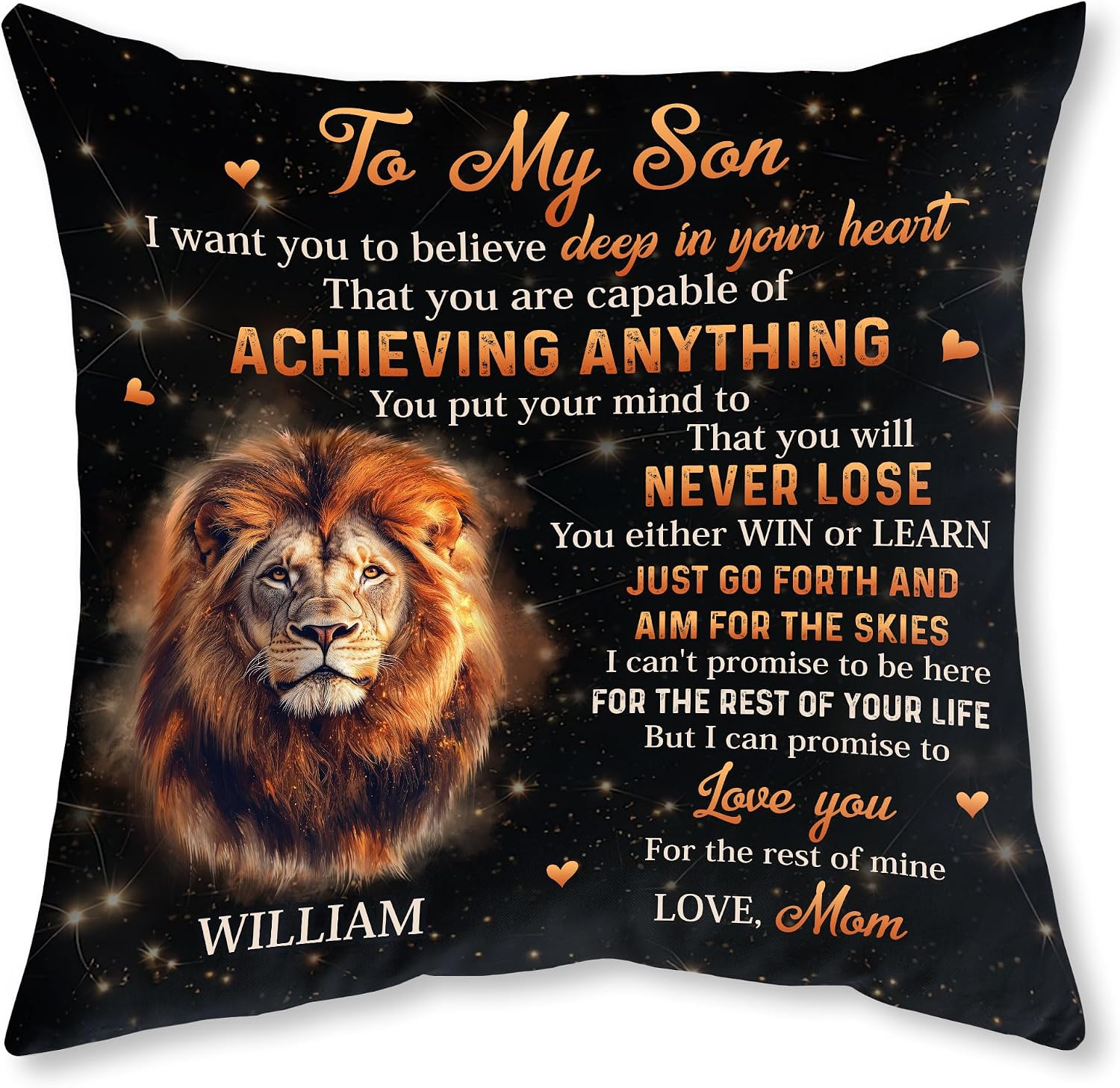 Hyturtle Personalized Floral Mom Pillow - Gifts for Mom from Daughter Son - Inspirational Distance Gifts for Her On Mothers Day - Mom Gift On Birthday Christmas - Custom Pillow with Insert Home Decor