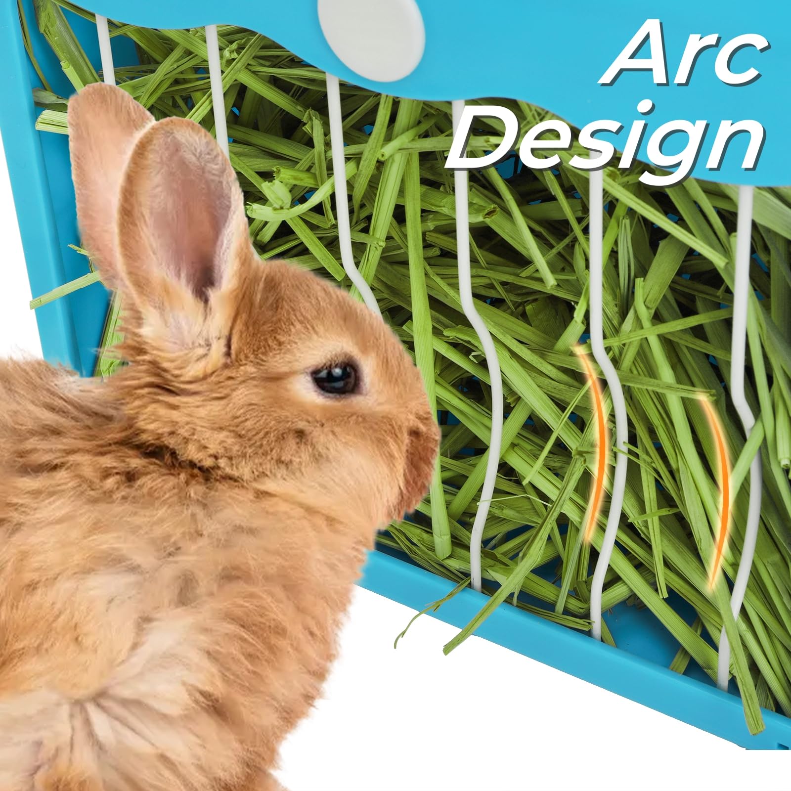 2 Packs Rabbit Hay Feeders, 120 OZ Bunny Grass Holder with Grate, Heavy -Duty Plastic Hanging Guinea Pig Feeding Rack with Adjustable Knob, Less Wasted Food Manager Dispenser for Small Animals - image 6