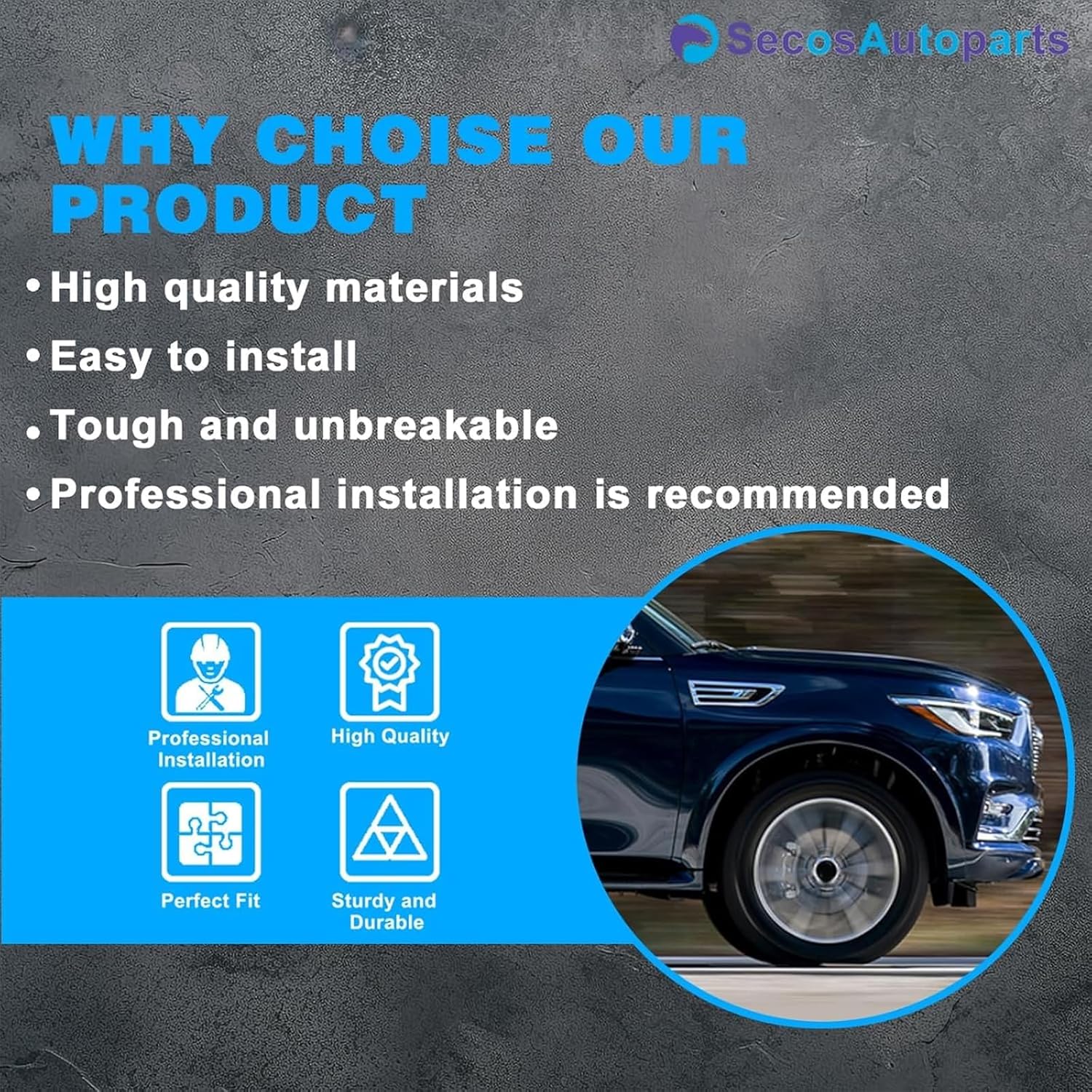 Front Passenger Fender Trim Molding, Fit for Infiniti QX80 2014-2022, QX56 2011-2013, Replace# IN1291102 638101LA2A 63810-1LA2A, Wheel Fender Flare Arch Trim