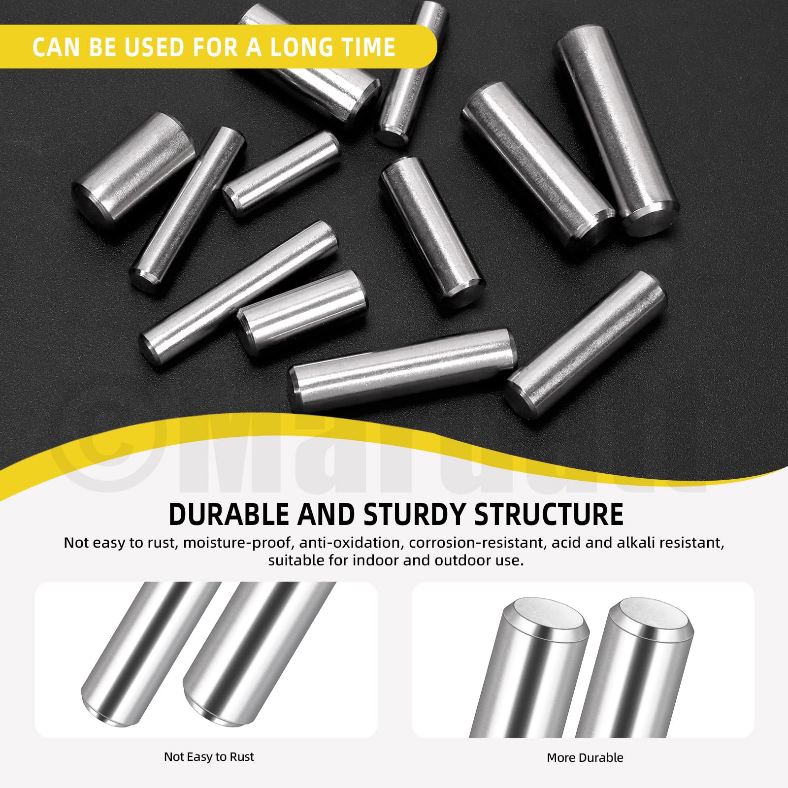 Mardatt 60Pcs 12 Size M6 M8 M10 304 Stainless Steel Dowel Pin Shelf Support Peg Pin Rod Fasten Elements Cylindrical Peg Pin for Metal Devices Furniture Installation - Image 3