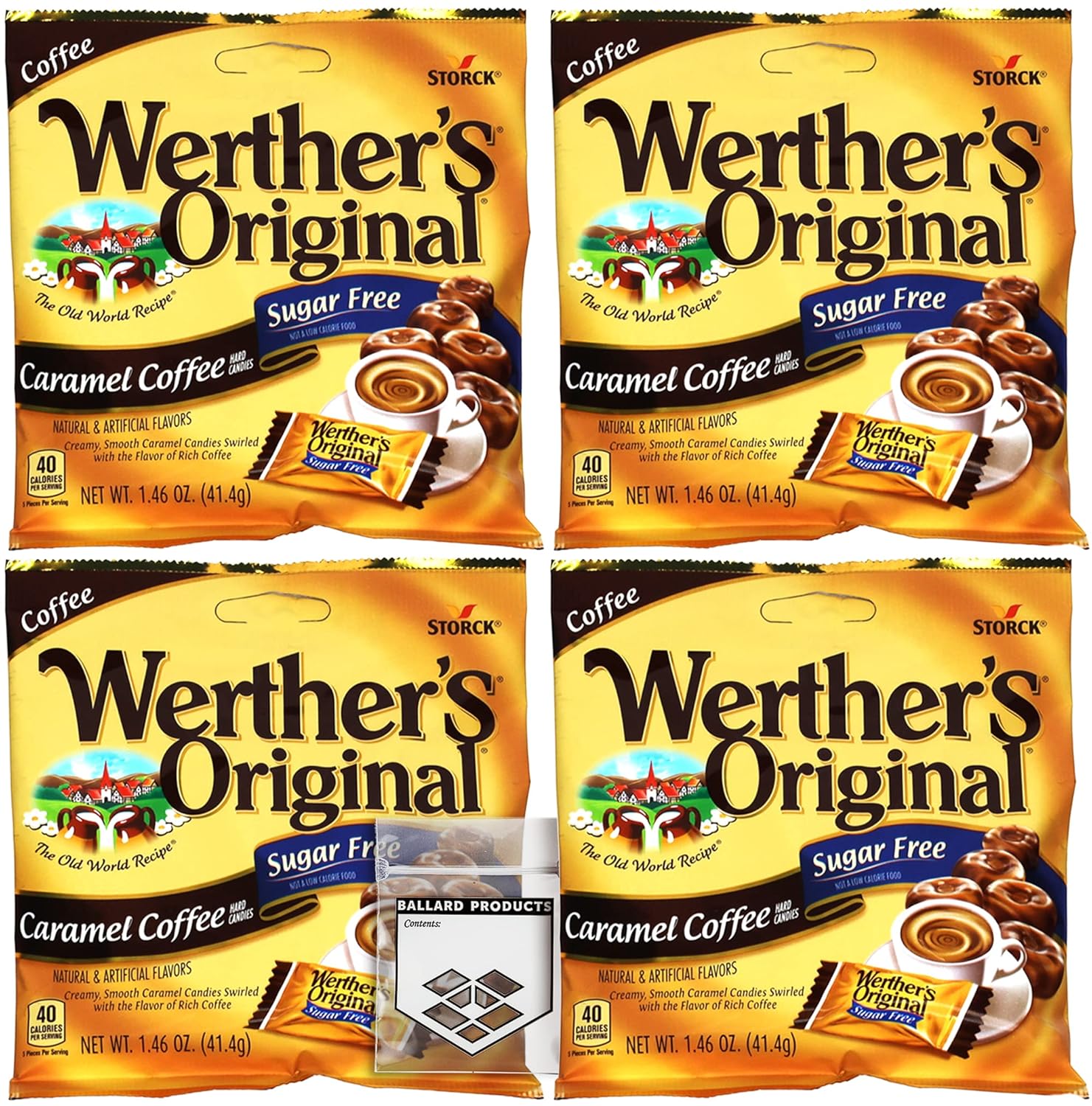 Werthers Sugar Free Coffee Hard Candy 4 Pack of Caramel Coffee Hard Candy 1.46